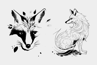 A fox vector artwork on white background animal black white branding design editable fox graphic design illustration logo minimal modern simple wild