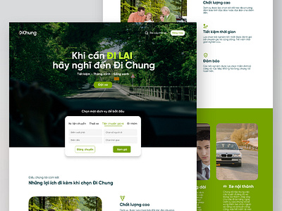 DiChung Homepage - Travel Service green homepage landing page travel ui website