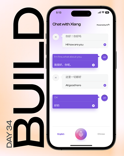 AI translation app | BuiLD Day 34 💊 ai app branding design graphic design logo translate typography ui ux vector