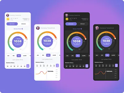 UI concept for Barometer app (atmosphere pressure measurement) application barometer concept design firstscreen minimal mobile prodict productdesign style ui ux uxui