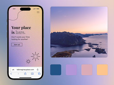 Mobile UI with nature-inspired gradient 2d colors design figma gradients graphic design inspiration landing page mobile typography ui vector website