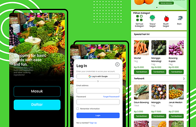 MyBakoel app beranda branding buah design ikan login mobile mobile app sayur simpel ui ux