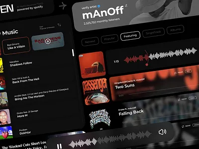 Spotify&SoundCloud UI Web home page landing page music play playlist spotify ui uiweb ux web website website design