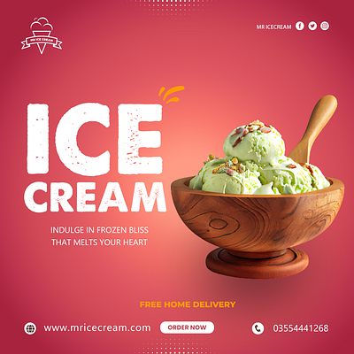 Social media post branding design graphic design ice cream illustration logo social media post typography ui