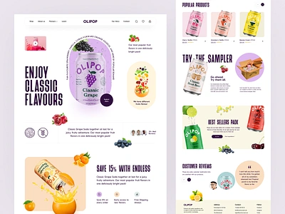 Olipop Drinks Website beverage clean design drink ecommerce flavor graphic design homepage landing page marketing orix premium sajon ui ux web web design web marketing webdesign website