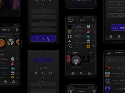 ASTRAAL music player app graphic design ui