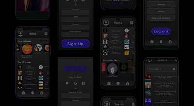 ASTRAAL music player app graphic design ui