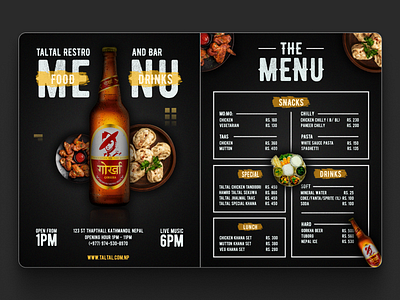 Taltal Restro and Bar - Concept Menu Design advertisement branding design menu photoshop