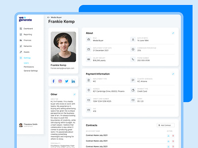 We Generate application clean design figma profile page simple ui