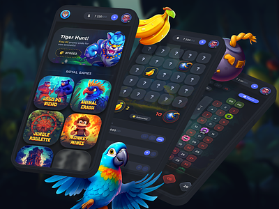 Online Casino - Mobile Interface bet betting casino casino design casino illustrations crash design gambling gambling design illustration interface mines online online casino roulette slots slots design ui ux web