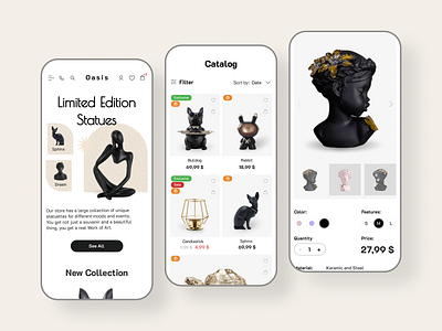 Oasis : Art at Your Fingertips brand design branding e store ecomerce home minimal mobile mobile app real estate saas statue stay ui ux