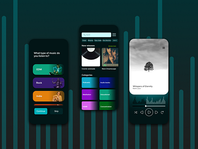 Music and audio book app app design graphic design music typography ui ux