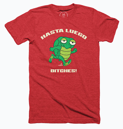 Zippy the Turtle apparel attitude cartoon cartoon illustration character design hasta luego running see ya later tee shirt tshirt tshirt design turtle winning