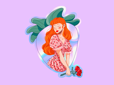 Strawberry Dress 🍓✨ character character design digital art dress illustration strawberry