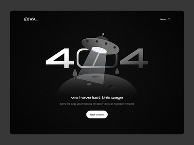 WSA - 404 Page Not Found 404 404 page clean color cta daily ui error graphic design illustration landing landing page lost minimal modern not found page not found ufo ui uiux web
