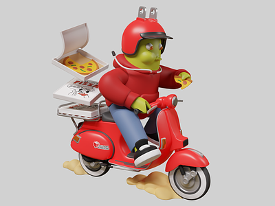 Delivery Guaranteed 3d anycable art b3d blender cartoon coding cycles delivery design evil fast illustration martians pizza render speed vespa web