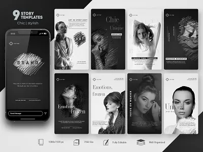 Luxurious Black & White Instagram Story Templates banner banner design graphic design instagram instagram design instagram post design luxury