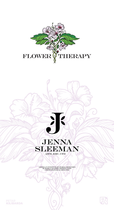 Flower Therapy (Client's Work) florist flowers handdrawn hibiscus illustration logo orchid therapy