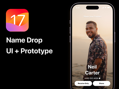 Name Drop (iOS 17) - Share Contact air drop animation app apple design interaction ios ios17 iphone namedrop share contact ui ux