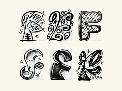 ✴ Six letters — F ✴ art drawing illustration letter lettering sketch