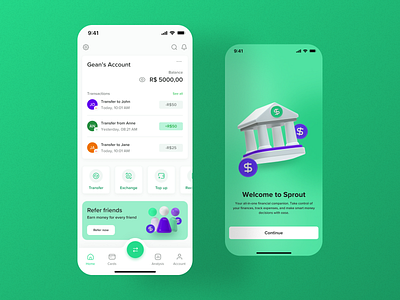 Sprout - Fintech Banking App app design banking banking app banking design case study design fintech mobile design ui ui design ux design