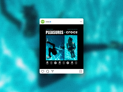 PLEASURES x Crocs | Key Campaign Creative 003 branding crocs design fashion ig illustration instagram logo logo design logotype pool shoes social social media social post streetwear summer swimming vector water