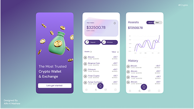 Cryptowallet UI design illustration logo ui ux