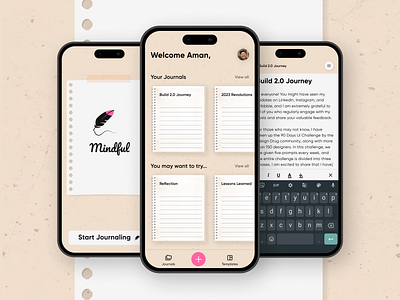 Journaling Mobile App | Day 32 | Build 2.0 90 day ui challange animation app branding design graphic design illustration logo ui ux