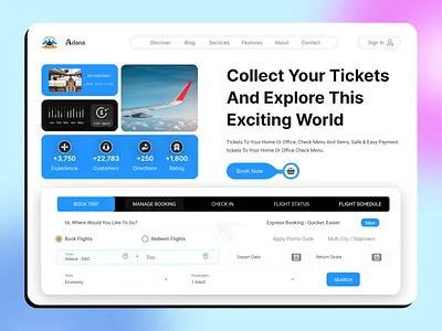 Ticket Booking website. airline airplane airport booking flight booking website flight ticket home page landing landing page online ticket tourism travel agency travel website traveling ui web page website design