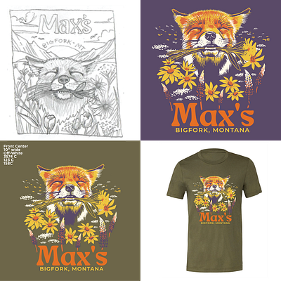 Max's Montana Fox Tee branding cute design fox graphic design illustration montana screen printing silkscreen vector