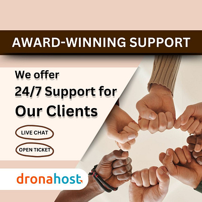 Award-Winning support from dronnahost.com banner branding canva clients design facebook graphic design template