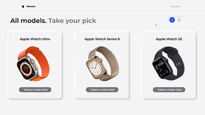 Light and Dark Theme Switch (Apple Watches Web Page) app branding design ui ux