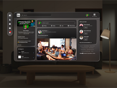 LinkedIn VisionPro AR design ar design ar vr augmented reality future design future tech glass morphism linkedin special computing design ui ux design visionpro web design