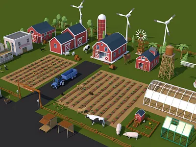 Low Poly Farm House and Animals Pack app branding design graphic design illustration logo typography ui ux vector