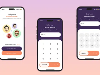 Sign Up with Mobile Number & Keyboard Variations branding design graphic design icon illustration logo logo design mobile 📲 product design ui