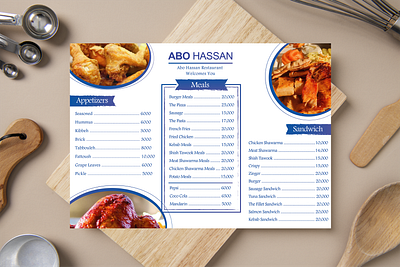 Menu Broasted Abo Hassan branding graphic design menu restaurant