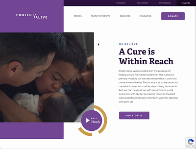 Project Alive - Web Redesign charlotte children color design family nonprofit our story story ui ux video web website