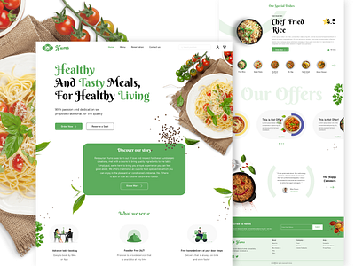 Yums - Restaurant Landing Page branding graphic design restaurant website design typography ux website design