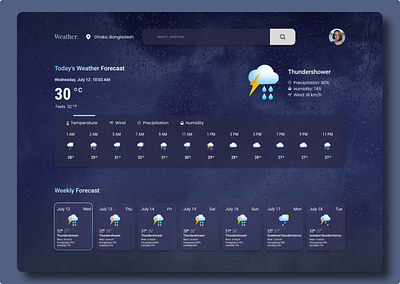 Weather forecast responsive webapp app branding design graphic design illustration logo typography ui ux vector weather app webapp