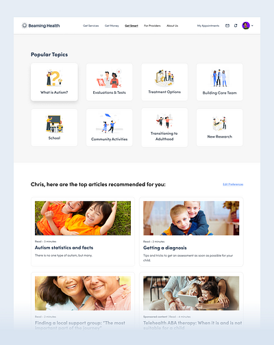BeamingHealth.com Articles design product design ui uiux