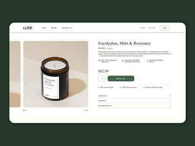 Candle Online Shop - Web Design candle ecomm ecommerce interface design label landing page mockup online shop product design product page ui ux web web design website design