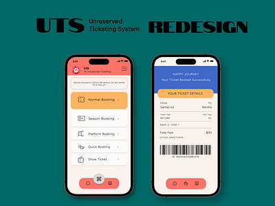 UTS India Railway Ticketing App Redesign Concept figma india railway ticketing app mobile app redesign redesign app ticket booking app ui ui design ui designer uts india railway uts mobile app