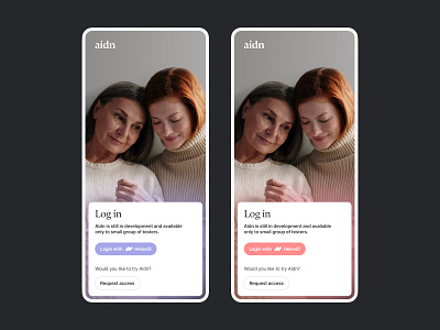 Aidn — A completely new everyday life for healthcare & patients access desktop elderly list log in login minimal minimalistic mobile request scandinavian screen sign in sign up simple ui waiting woman women young
