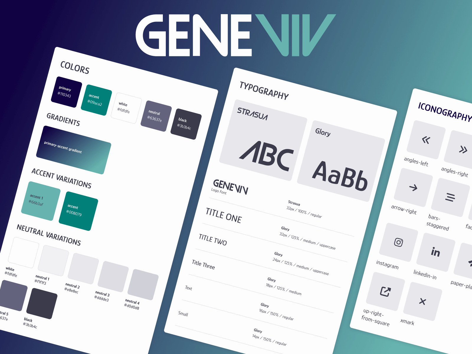 Design system for responsive medical startup website - Geneviv design system indigo medical startup medical startup design system navy responsive website responsive website design system startup teal white