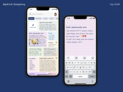 32/90 | Journaling app app design jounal journal ui ux