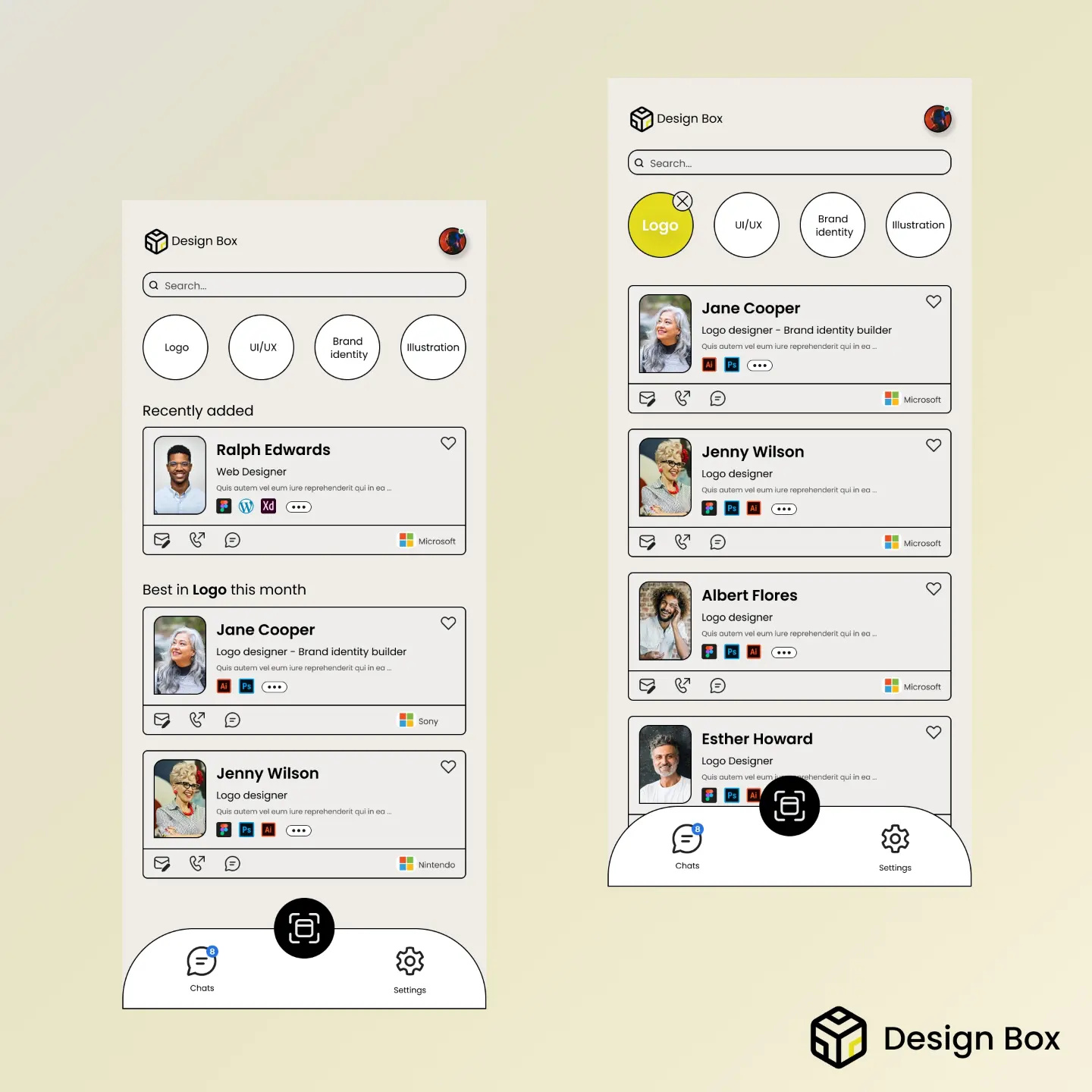 Design Box - Digital Visit Card application by Mahdieh Kazemi on Dribbble