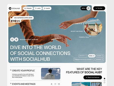 SocialHub - Social Networking Platform brand communication connection content engagement feed influencer landing page networking privacy profile social hub social media social platform startup subscripti success trending viral webdesign
