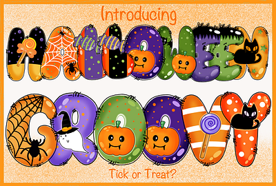 Halloween groovy a z boo colorful font groovy halloween season