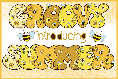 Summer groovy a z and number bee colorful cute fonts groovy summers