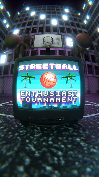 3D Animation Promo for Enthusiast Streetball Tournament 3d after effects animation basketball blender cgi cycles render dao design dribble motion design motion graphics oz photo promo streetball vfx viral